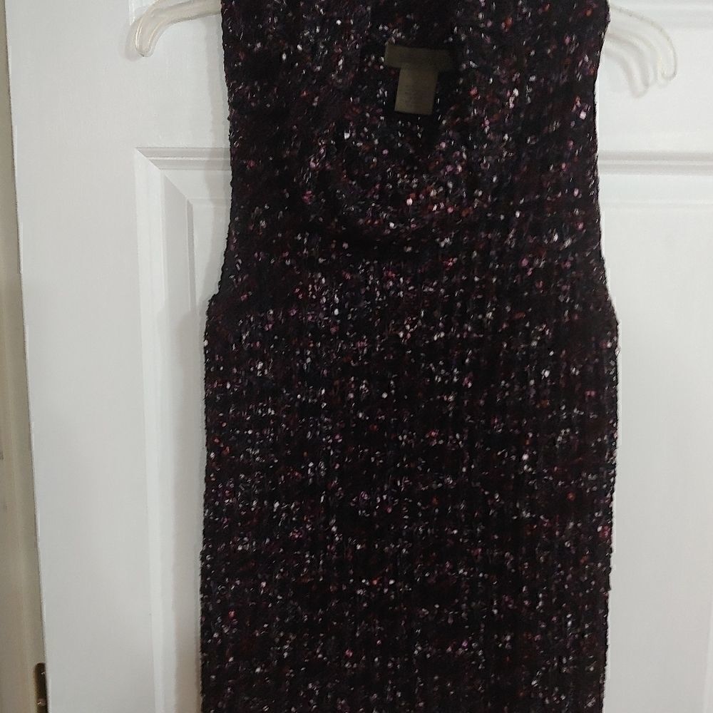 John Paul Richard Black knit and ribbon cowl neck